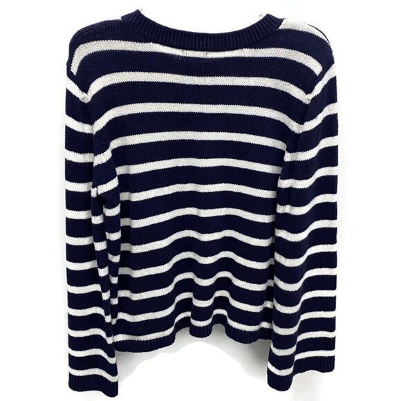 Halogen Navy & White Stripe Crewneck Sweater - Picture 2 of 2